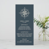 Der blaue Kompass | Nautical Wedding Menu Menükarte (Stehend Vorderseite)