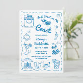Der blaue letzte Toast am Wochenende des Bachelore Einladung (Stehend Vorderseite)