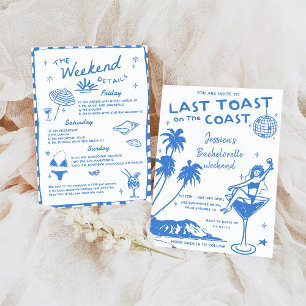 Der blaue letzte Toast am Wochenende des Bachelore Einladung
