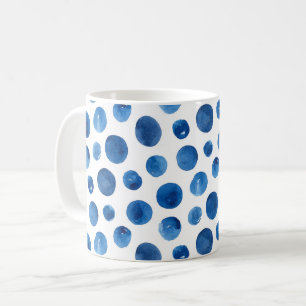 Der blaue, moderne Polka Punkt. Navy-Aquarellmuste Kaffeetasse