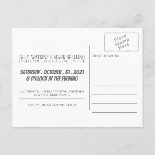 Der Blaue Mond, Einladung von Halloween-Party (Rückseite)