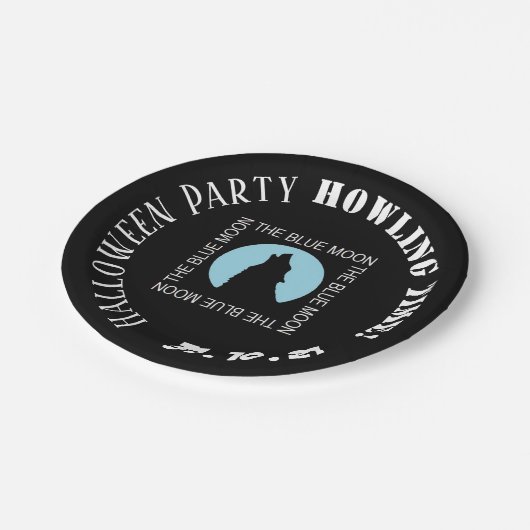 Der blaue Mond, Halloween-Party-Papierplatte Pappteller (Schrägansicht)