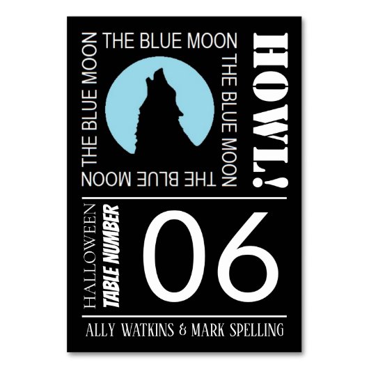 Der Blaue Mond, Halloween-Party Tischnummer (Vorderseite)