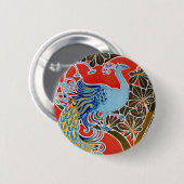 Der blaue Pfau Button (Vorne & Hinten)