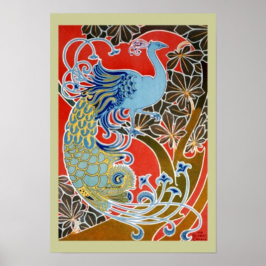 Der Blaue Pfau - Vintages Kunstposter Poster (Vorne)