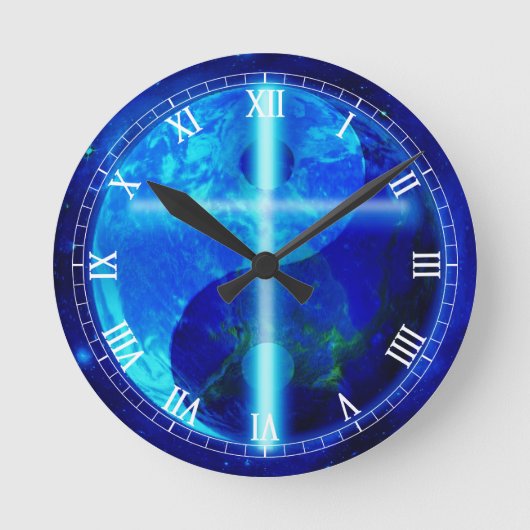 Der blaue Planet Runde Wanduhr (Vorderseite)