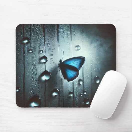 Der blaue Schmetterling unter dem Regen Mousepad (Mit Mouse)
