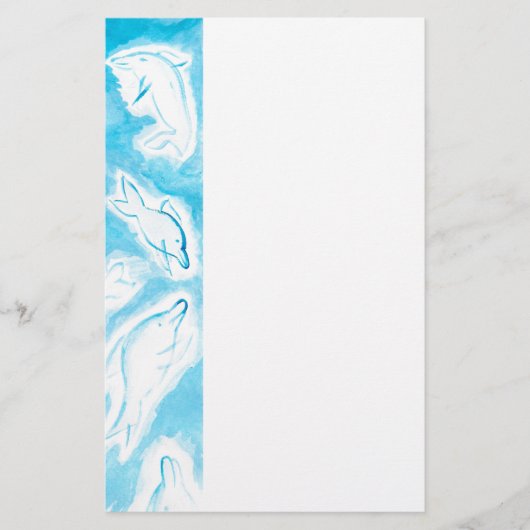 Der blaue Spaß der glücklichen Delphine, der durch Briefpapier (Vorderseite)