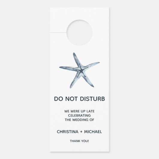 Der blaue Starfish | Hochzeitsgast Türanhänger (Vorderseite)