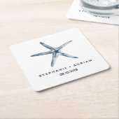 Der blaue Starfish | Maßgeschneiderte Hochzeit Rechteckiger Pappuntersetzer (angewinkelt)