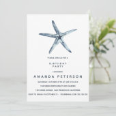 Der blaue Starfish zum Geburtstag Einladung (Stehend Vorderseite)