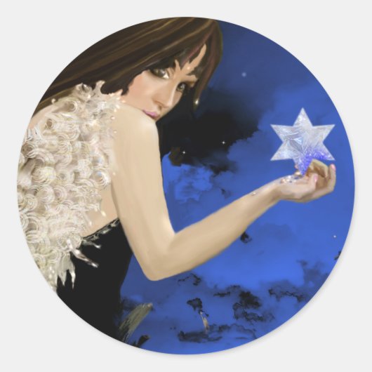 Der blaue Stern! Runder Aufkleber (Vorderseite)