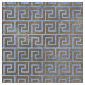 Der blaue und braune griechische Schlüssel Stoff (Nahaufnahme)