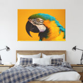 Der blaue und gelbe Ara Arauna Parrot Bird Leinwanddruck (Insitu (Schlafzimmer))