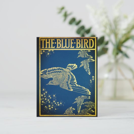 Der blaue Vogel - Vintage Buchdecke Postkarte (Stehend Vorderseite)