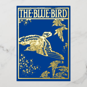 Der blaue Vogel -vintage Gold Folieneinladung