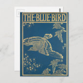Der blaue Vogel - Vintages Buchcover Postkarte (Vorne/Hinten)