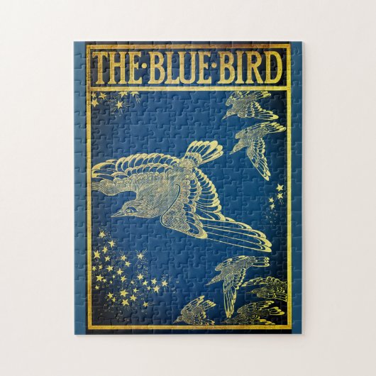 Der blaue Vogel - Vintages Buchcover Puzzle (Vertikal)