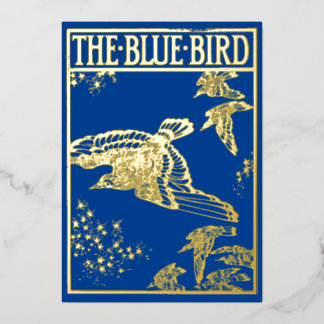 Der blaue Vogel - Vintages Gold Folieneinladung