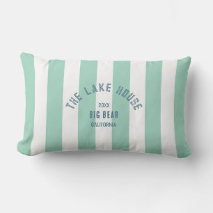 Der blaue Wappen des Lake House grüner Wasserstrei Kissen Für Draußen
