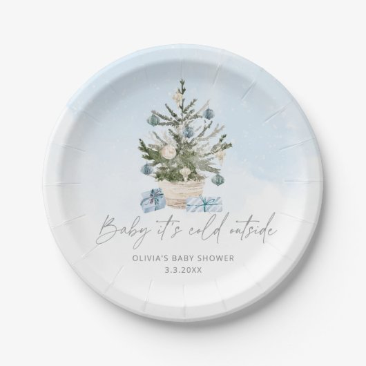 Der blaue Winter kalt draußen Pappteller (Vorderseite)