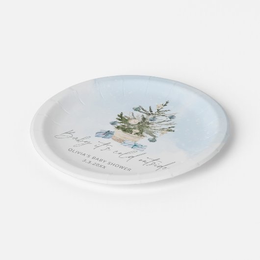 Der blaue Winter kalt draußen Pappteller (Schrägansicht)