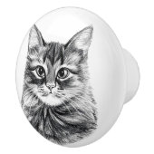 Der Bleistift, der Katzen-Gesichts-Fach zeichnet, Keramikknauf (Rechts)