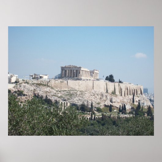Der Blick auf die Akropolis vom Hügel Filopappou Poster (Vorne)