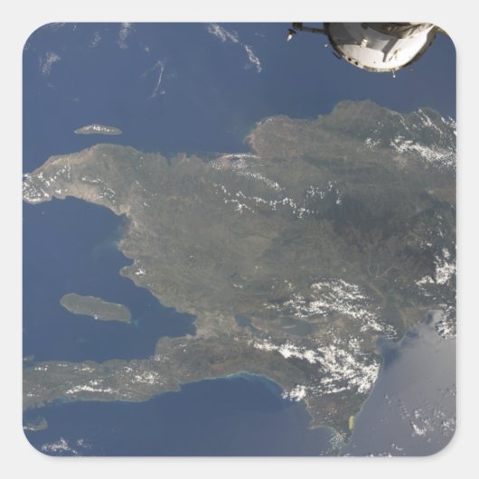 Der Blick auf die karibische Insel Hispaniola Quadratischer Aufkleber (Vorderseite)