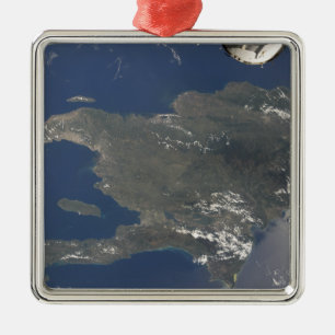 Der Blick auf die karibische Insel Hispaniola Silbernes Ornament