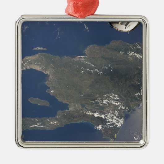 Der Blick auf die karibische Insel Hispaniola Silbernes Ornament (Vorne)