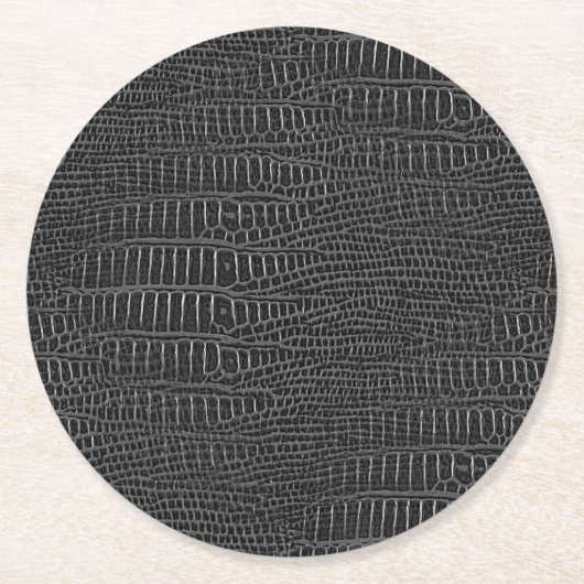 Der Blick auf die schwarze realistische Alligatorh Runder Pappuntersetzer (Vorderseite)
