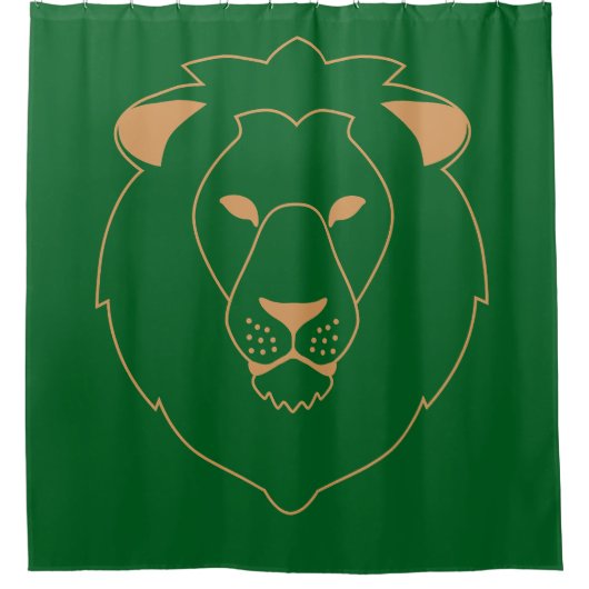 Der Blick des Löwen: Goldene Kontur Duschvorhang (Vorderseite)