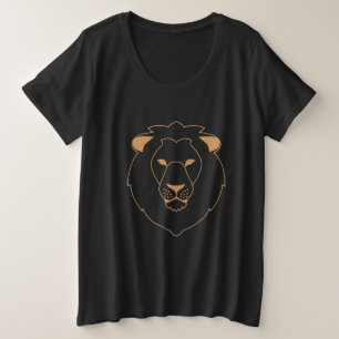 Der Blick des Löwen: Goldene Kontur Große Größe T-Shirt