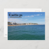 Der Blick entlang des Strandes von Hastings Postkarte (Vorne/Hinten)