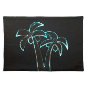 Der Blick von Neonlit herauf tropische Palmen Tischset