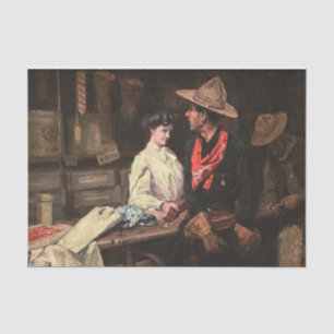 „Der Blick“ Western Art von W Herbert Dunton Seidenpapier