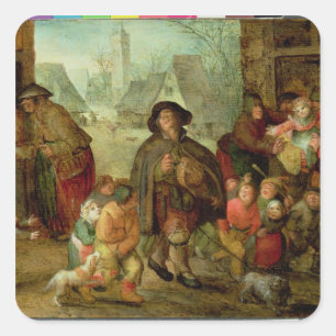 Der Blinde Hurdy Gurdy-Spieler Quadratischer Aufkleber