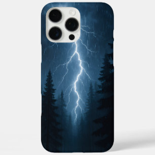 Der Blitz schlägt nachts einen Wald an iPhone 16 Pro Max Hülle