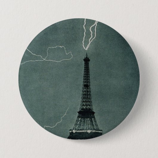 Der Blitz trifft auf den Eiffelturm Button (Vorderseite)