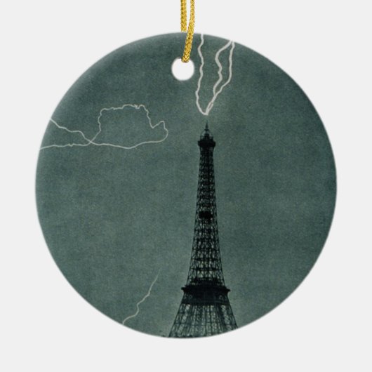 Der Blitz trifft auf den Eiffelturm Keramik Ornament (Vorne)