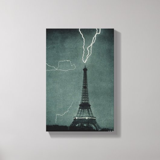 Der Blitz trifft auf den Eiffelturm Leinwanddruck (Vorderseite)