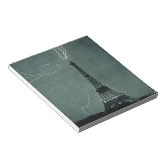 Der Blitz trifft auf den Eiffelturm Notizblock (angewinkelt)