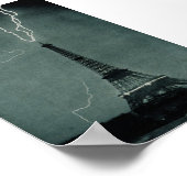 Der Blitz trifft auf den Eiffelturm Poster (Ecke)