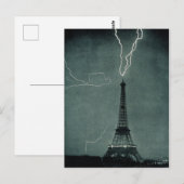 Der Blitz trifft auf den Eiffelturm Postkarte (Vorne/Hinten)