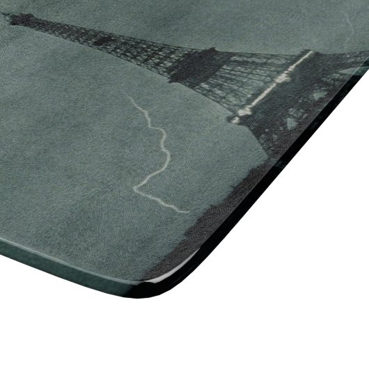 Der Blitz trifft auf den Eiffelturm Schneidebrett (Ecke)