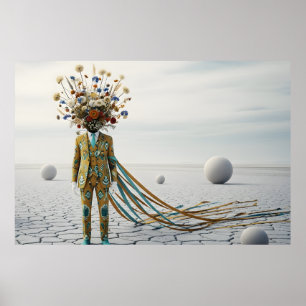 Der blühende Geist: Surrealistische Blumenwüsten-O Poster