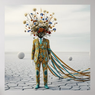 Der blühende Geist: Surrealistische florale Wüsten Poster