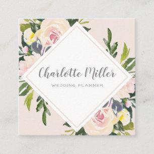 Der Blumen Frühling erröten Aquarell-Visitenkart Quadratische Visitenkarte