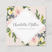 Der Blumen Frühling erröten Aquarell-Visitenkarte Quadratische Visitenkarte (Vorderseite)